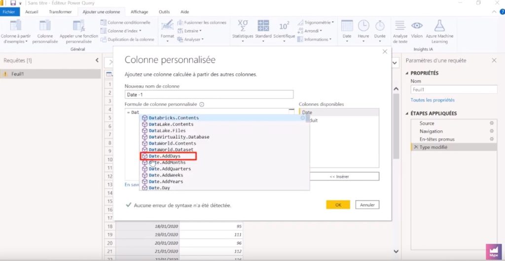 Logique temporelle Power Query