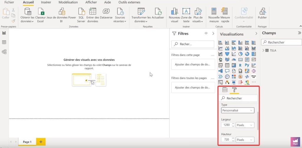 Rapport format A4 Power BI