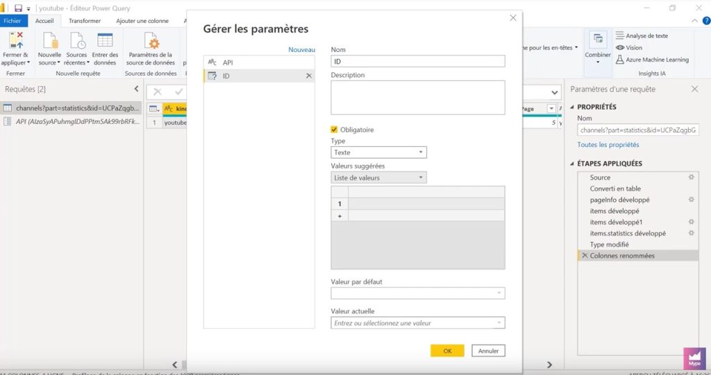 Donnees Youtube Power BI