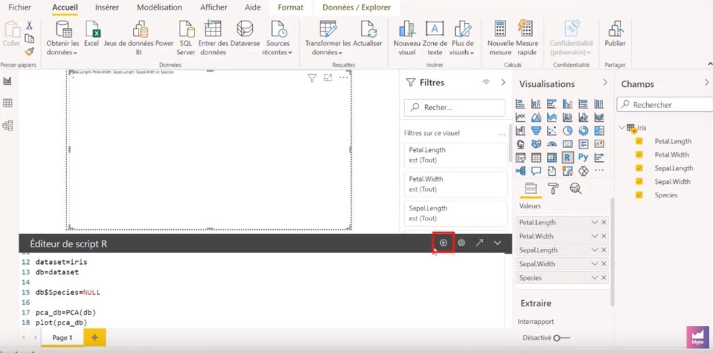 Visuel de script R Power BI Desktop