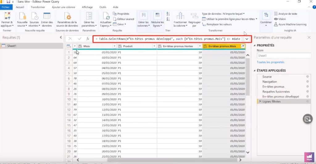 Cumul Power Query