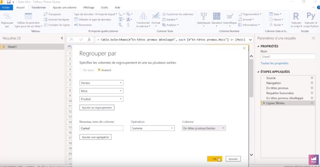 Cumul logiciel Power Query