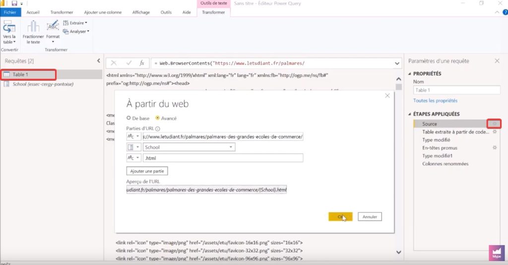 creer parametre power query