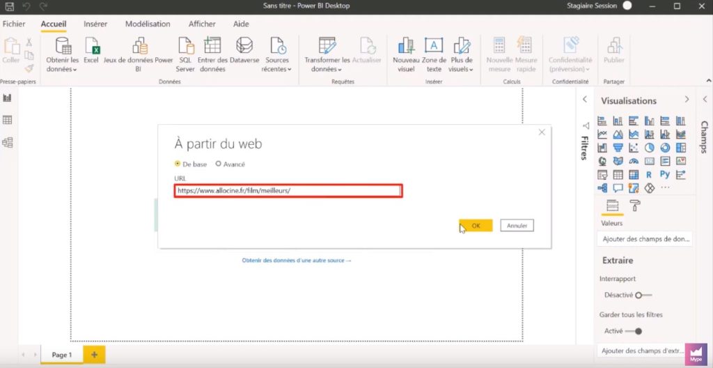 extraire donnees power bi