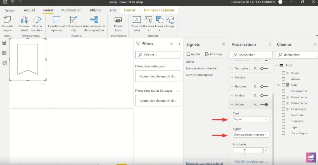 utilisation signets power bi