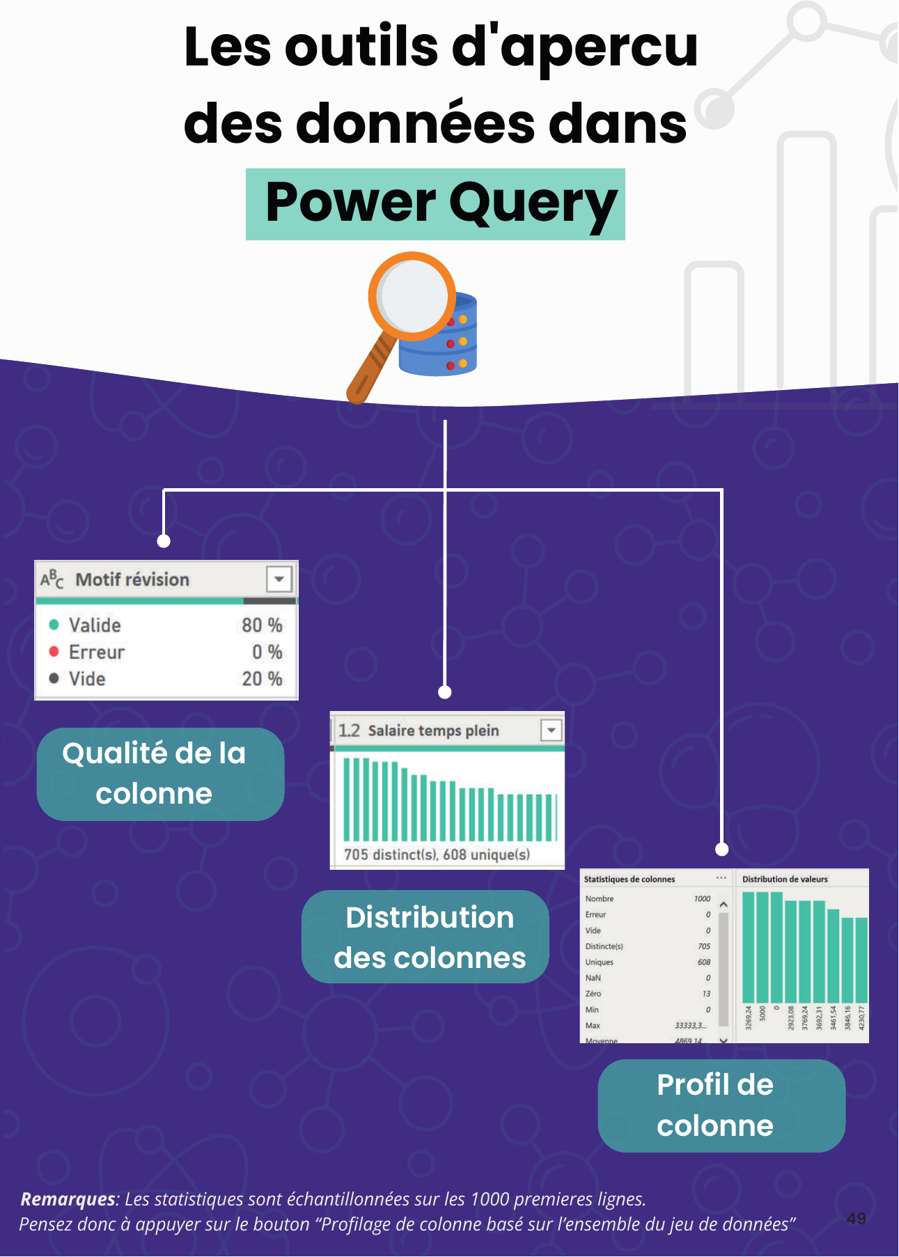 Les outils d'aperçu des données : qualité, distribution et profil des champs